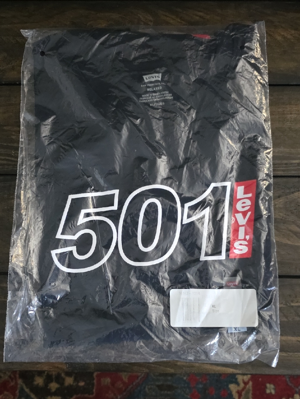 Levi's Black Tee with White 501 and Red Logo